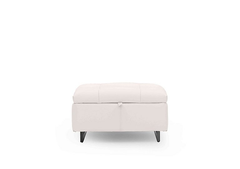 Gisella Leather Storage Footstool - Cotton