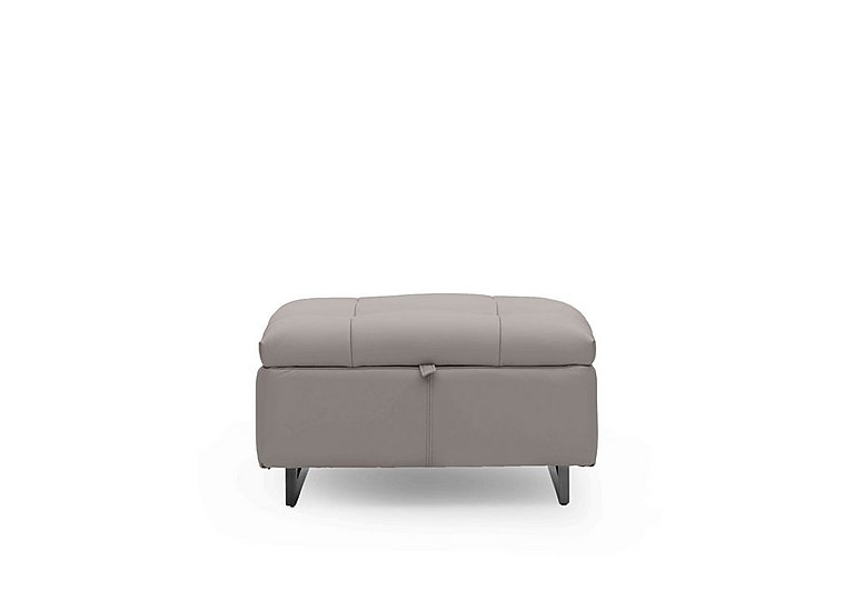 Gisella Leather Storage Footstool - Lead Grey