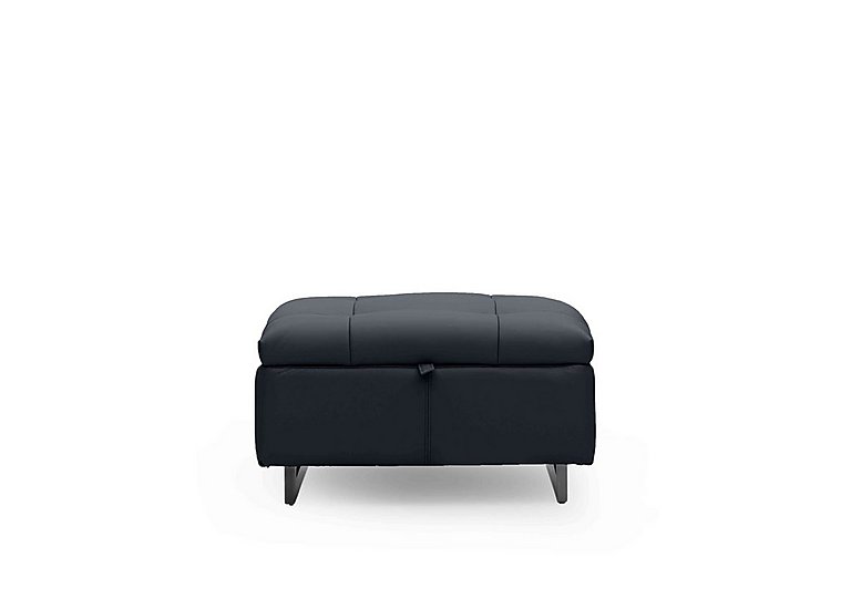 Gisella Leather Storage Footstool - Navy