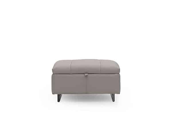 Gisella Leather Storage Footstool  New Grey | Bed Sava