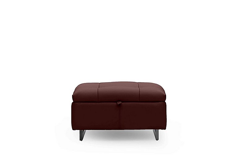 Gisella Leather Storage Footstool - Ruby