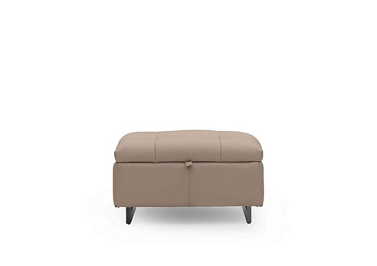 Gisella Leather Storage Footstool - Barley