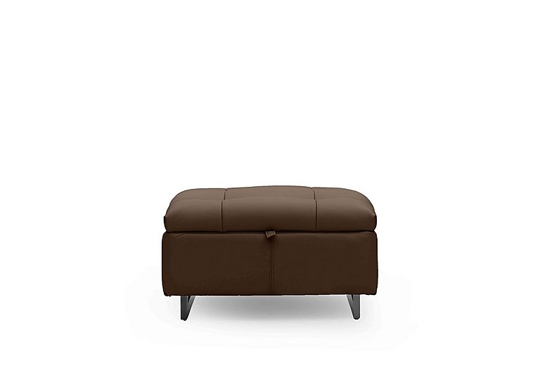 Gisella Leather Storage Footstool - Chocolate