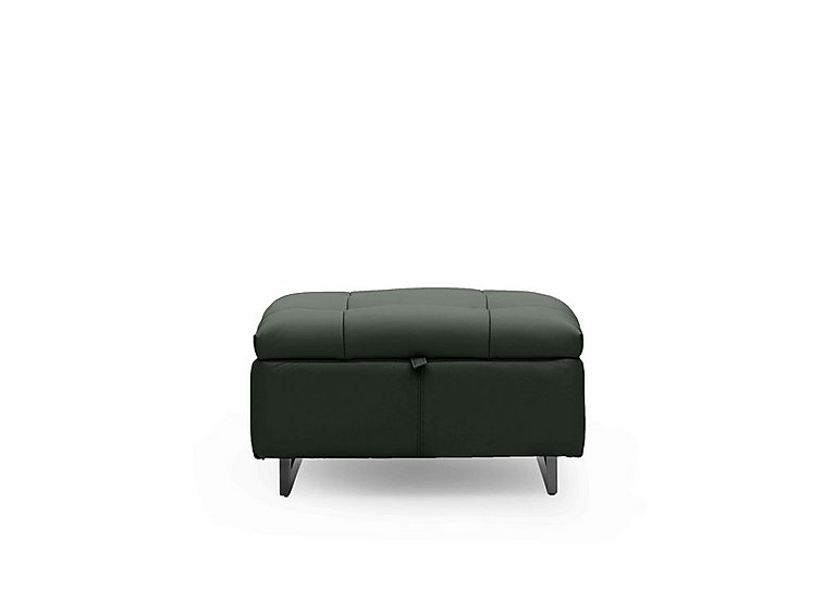 Gisella Leather Storage Footstool - Oslo Pine