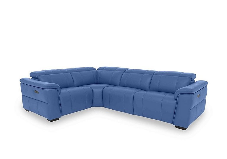 Inca NC Leather Double Power Recliner Left Hand Facing Corner Sofa with Power Headrests - Aegean