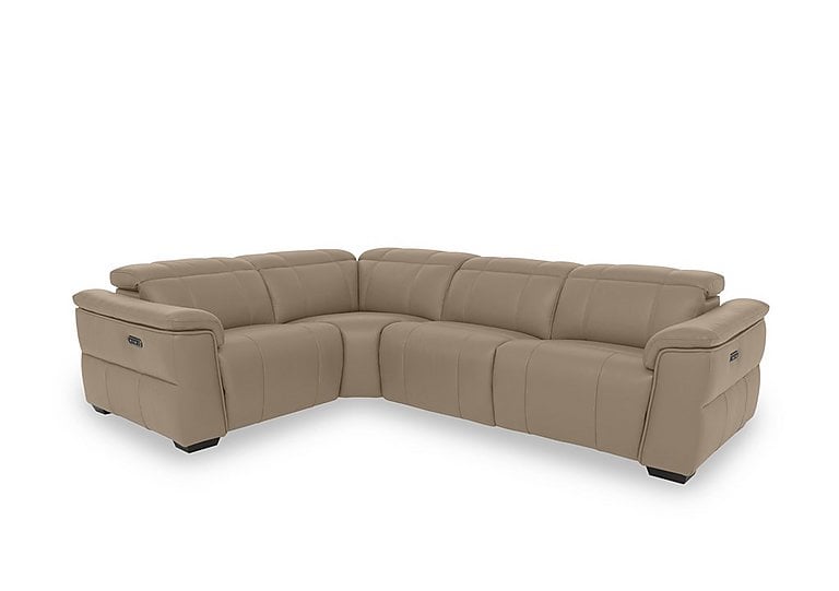 Inca NC Leather Double Power Recliner Left Hand Facing Corner Sofa with Power Headrests - Barley
