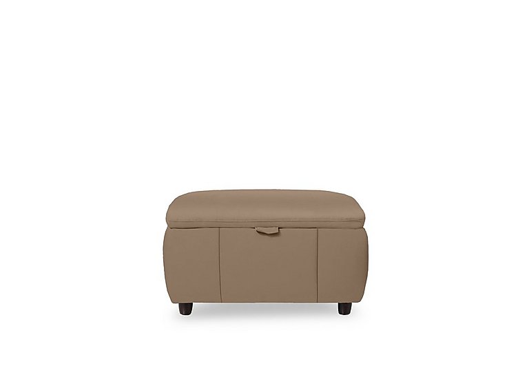 Inca NC Leather Storage Footstool - Barley