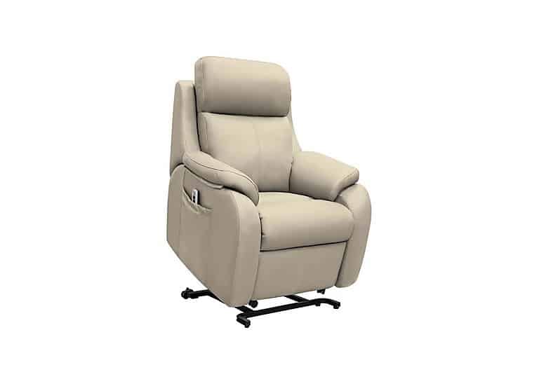 G Plan - Kingsbury Small Leather Lift and Rise Chair - Oxford Mushroom