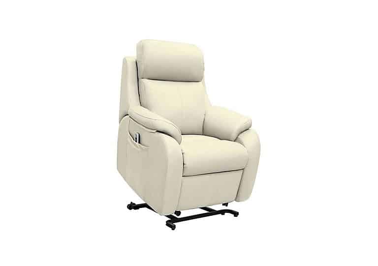 G Plan - Kingsbury Small Leather Lift and Rise Chair - Cambridge Chalk