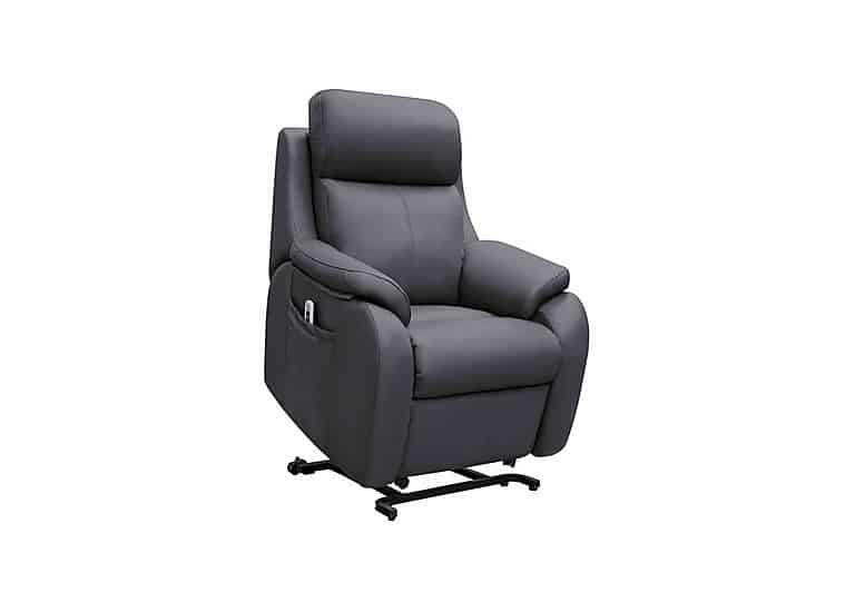 G Plan - Kingsbury Small Leather Lift and Rise Chair - Cambridge Petrol Blue