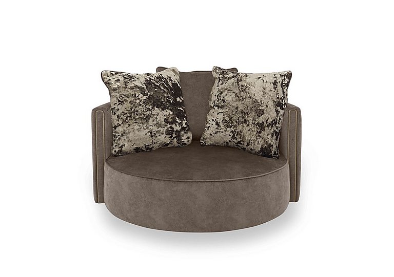 Ariana Large Fabric Swivel Chair - Dapple Chocolate with Brass Insert