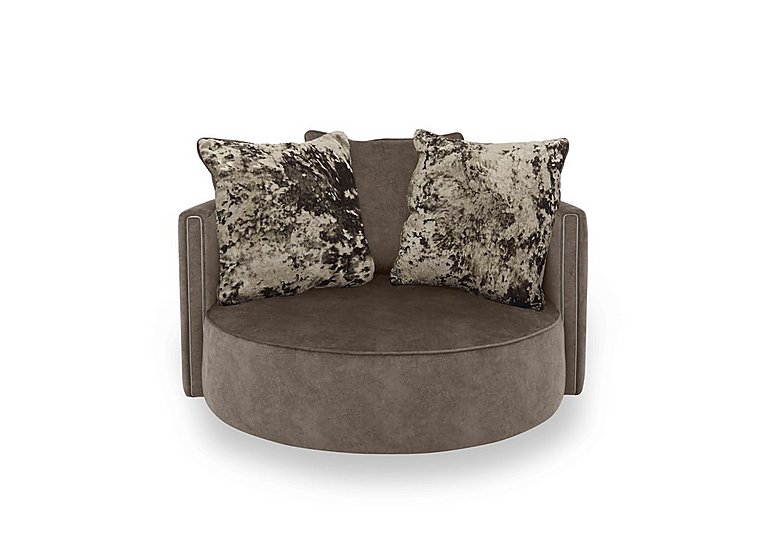 Ariana Large Fabric Swivel Chair - Dapple Chocolate with Chrome Insert