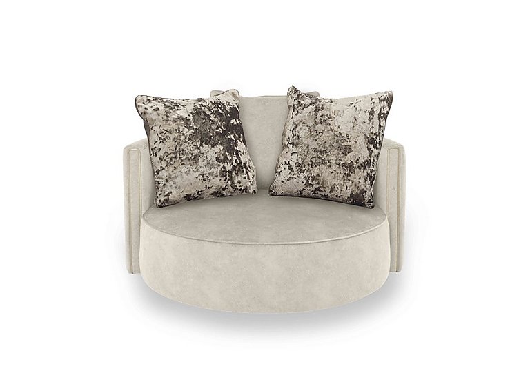 Ariana Large Fabric Swivel Chair - Dapple Cream with Brass Insert