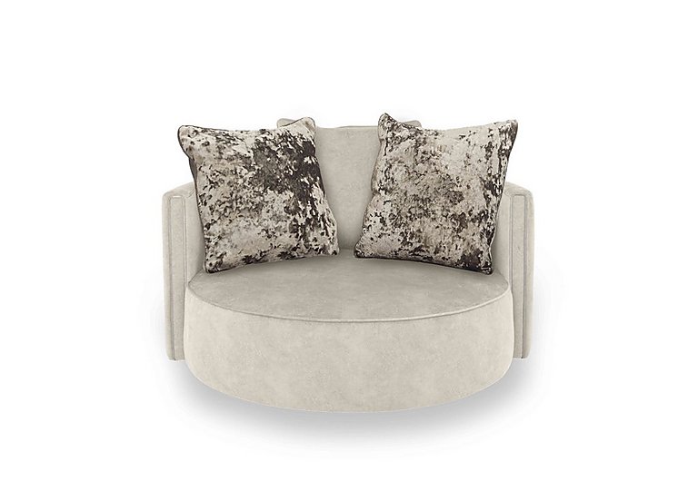 Ariana Large Fabric Swivel Chair - Dapple Cream with Chrome Insert