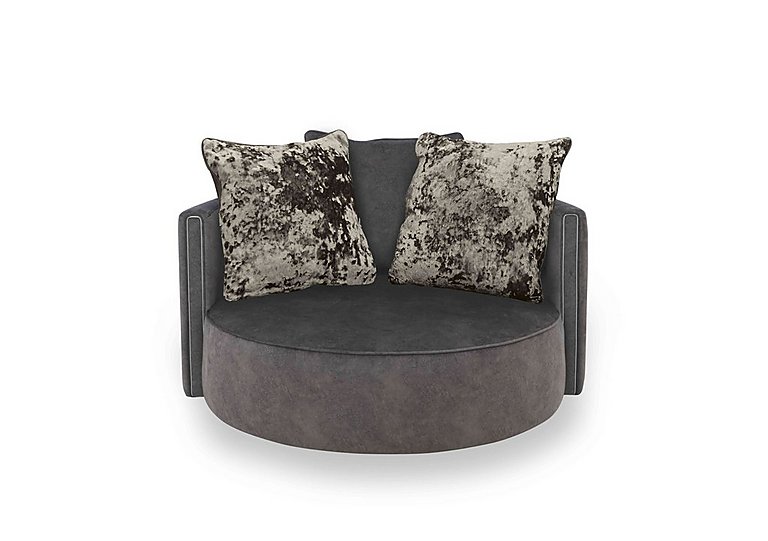 Ariana Large Fabric Swivel Chair - Dapple Moleskin with Chrome Insert