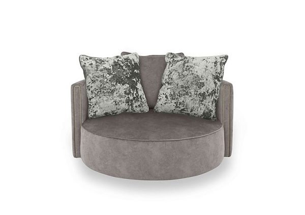 Ariana Large Fabric Swivel Chair  Dapple Silver with Brass Insert | Bed Sava