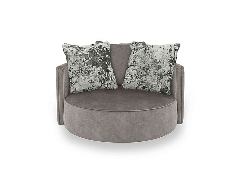 Ariana Large Fabric Swivel Chair - Dapple Silver with Brass Insert