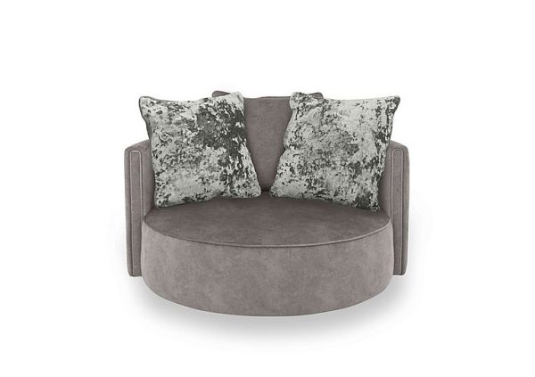 Ariana Large Fabric Swivel Chair  Dapple Silver with Chrome Insert | Bed Sava