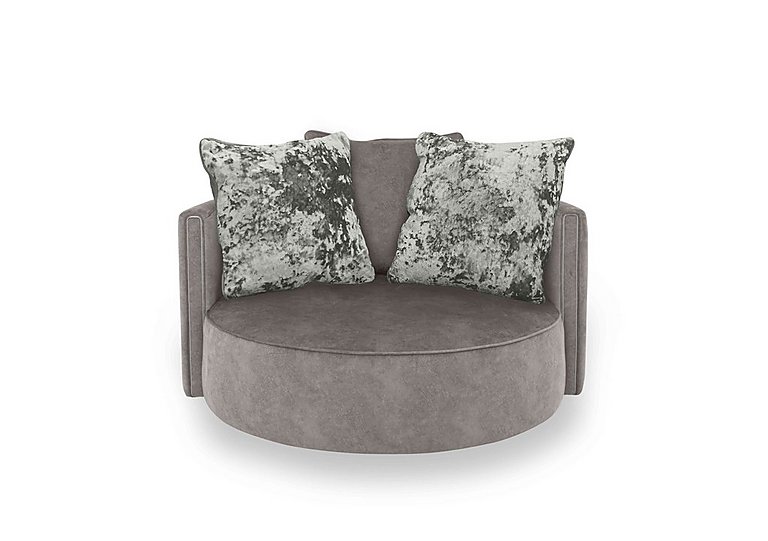 Ariana Large Fabric Swivel Chair - Dapple Silver with Chrome Insert