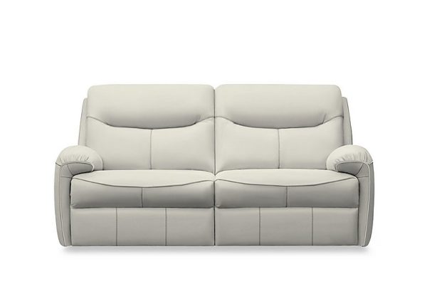 G Plan  Amesbury Leather 3 Seater Sofa with Manual Recliner  Oxford Light Grey | Bed Sava