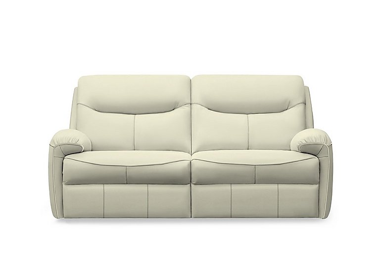 G Plan - Amesbury Leather 3 Seater Sofa with Manual Recliner - Cambridge Chalk