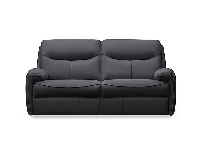 G Plan - Amesbury Leather 3 Seater Sofa with Manual Recliner - Cambridge Petrol Blue
