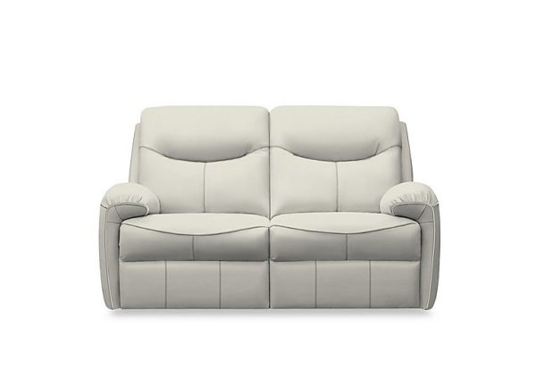 G Plan  Amesbury Leather 2 Seater Power Recliner Sofa  Oxford Light Grey | Bed Sava