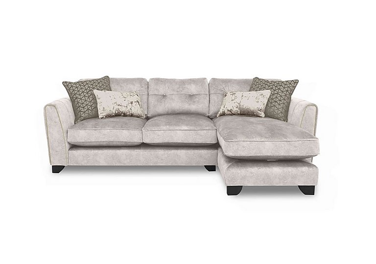 Ariana Fabric Classic Back Right Hand Facing Chaise End Sofa with Brass Insert - Dapple Cream with Brass Insert