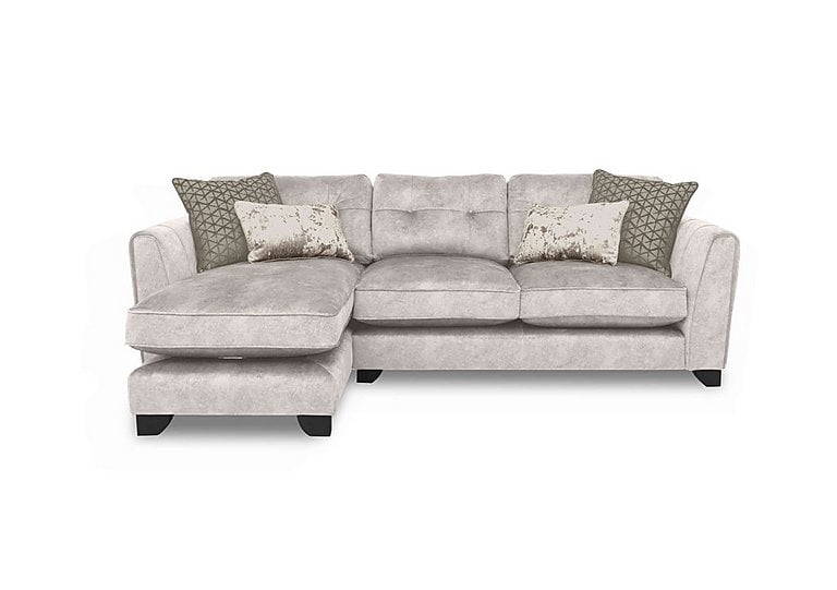 Ariana Fabric Classic Back Left Hand Facing Chaise End Sofa with Chrome Insert - Dapple Cream with Chrome Insert