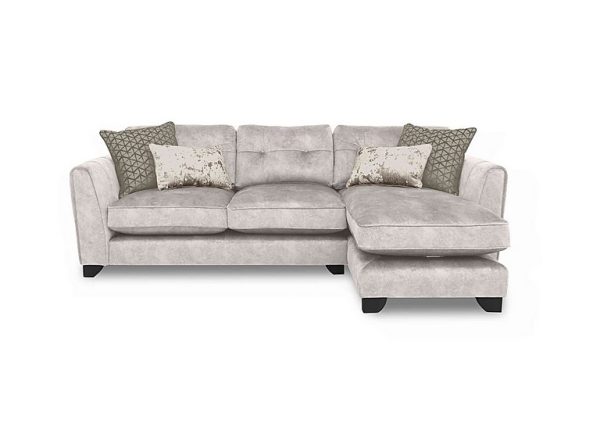 Ariana Fabric Classic Back Right Hand Facing Chaise End Sofa with Chrome Insert  Dapple Cream with Chrome Insert | Bed Sava