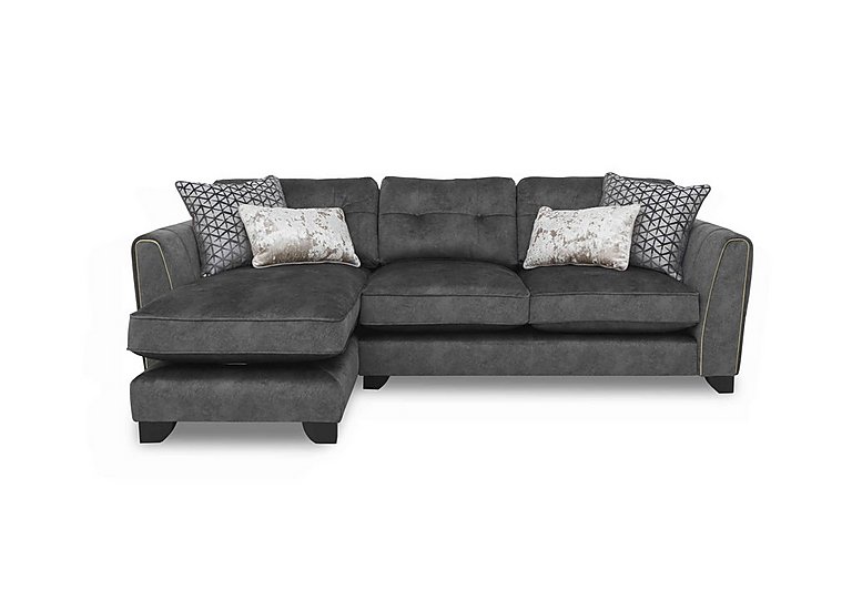 Ariana Fabric Classic Back Left Hand Facing Chaise End Sofa with Brass Insert - Dapple Moleskin with Brass Insert