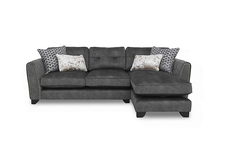 Ariana Fabric Classic Back Right Hand Facing Chaise End Sofa with Brass Insert - Dapple Moleskin with Brass Insert