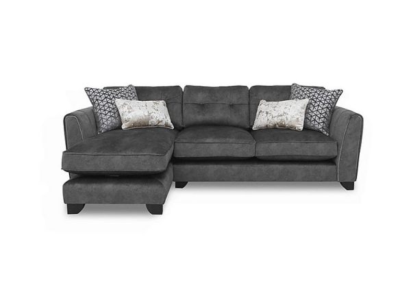Ariana Fabric Classic Back Left Hand Facing Chaise End Sofa with Chrome Insert  Dapple Moleskin with Chrome Insert | Bed Sava