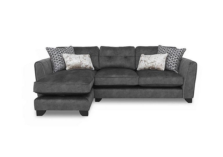 Ariana Fabric Classic Back Left Hand Facing Chaise End Sofa with Chrome Insert - Dapple Moleskin with Chrome Insert