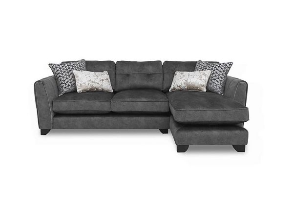 Ariana Fabric Classic Back Right Hand Facing Chaise End Sofa with Chrome Insert  Dapple Moleskin with Chrome Insert | Bed Sava