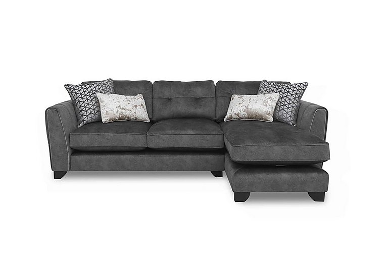 Ariana Fabric Classic Back Right Hand Facing Chaise End Sofa with Chrome Insert - Dapple Moleskin with Chrome Insert