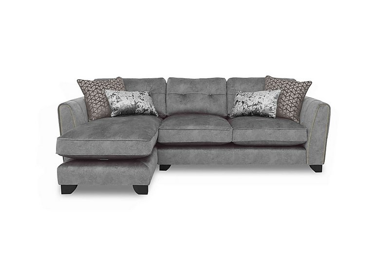 Ariana Fabric Classic Back Left Hand Facing Chaise End Sofa with Brass Insert - Dapple Silver with Brass Insert