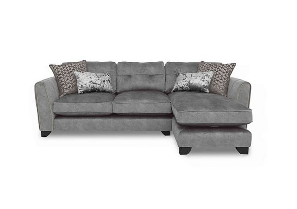 Ariana Fabric Classic Back Right Hand Facing Chaise End Sofa with Brass Insert  Dapple Silver with Brass Insert | Bed Sava