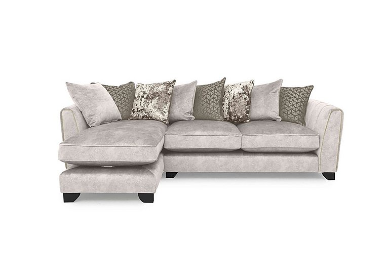 Ariana Fabric Pillow Back Left Hand Facing Chaise End Sofa with Brass Insert - Dapple Cream with Brass Insert