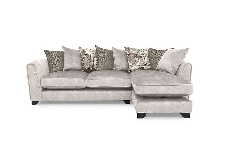 Ariana Fabric Pillow Back Right Hand Facing Chaise End Sofa with Brass Insert - Dapple Cream with Brass Insert