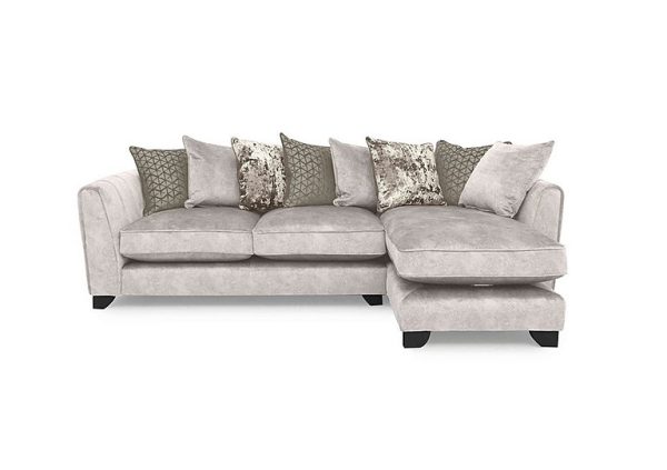 Ariana Fabric Pillow Back Right Hand Facing Chaise End Sofa with Chrome Insert  Dapple Cream with Chrome Insert | Bed Sava
