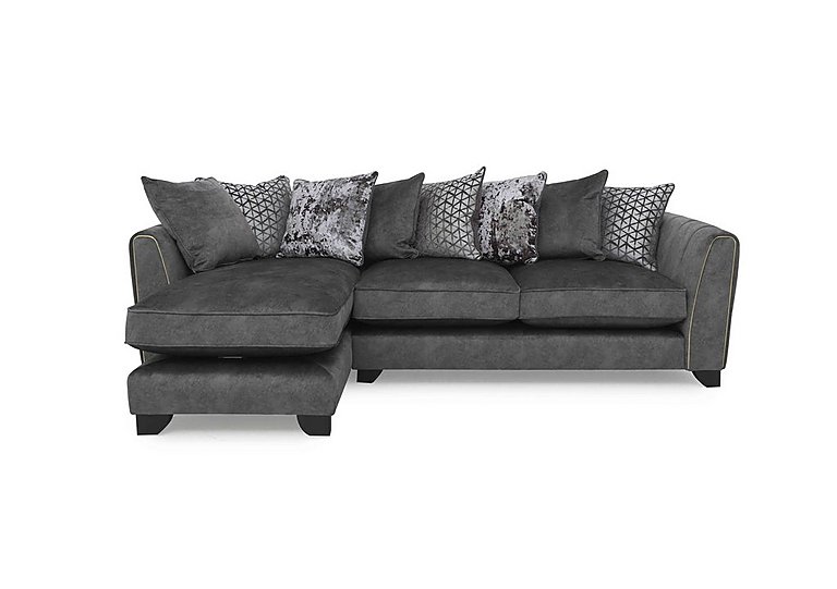 Ariana Fabric Pillow Back Left Hand Facing Chaise End Sofa with Brass Insert - Dapple Moleskin with Brass Insert