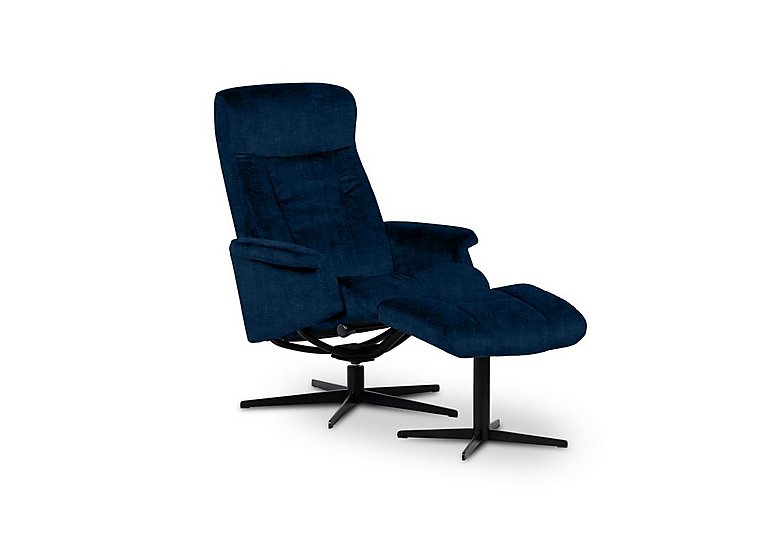 Bergen Medium Fabric Swivel Chair and Footstool with Black Base - Ambler Oxford