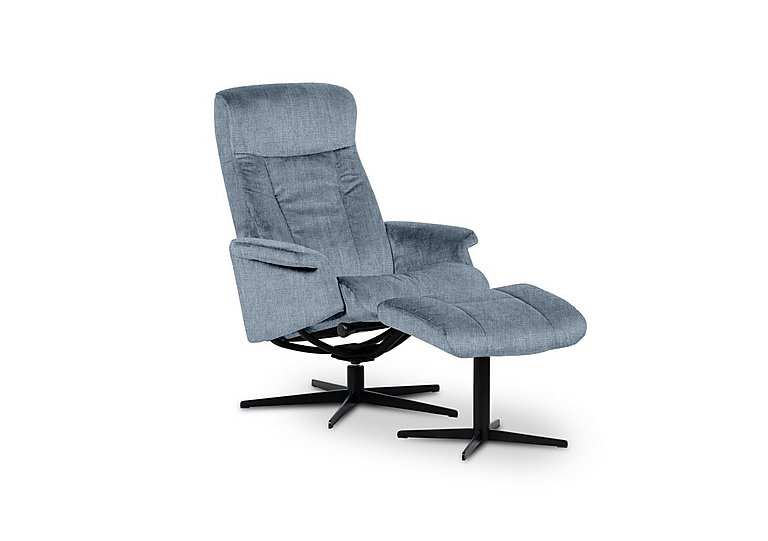Bergen Medium Fabric Swivel Chair and Footstool with Black Base - Beamer Malibu