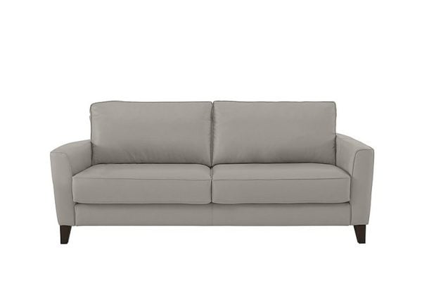 Brondby 3 Seater BV Leather Sofa  Silver Grey | Bed Sava