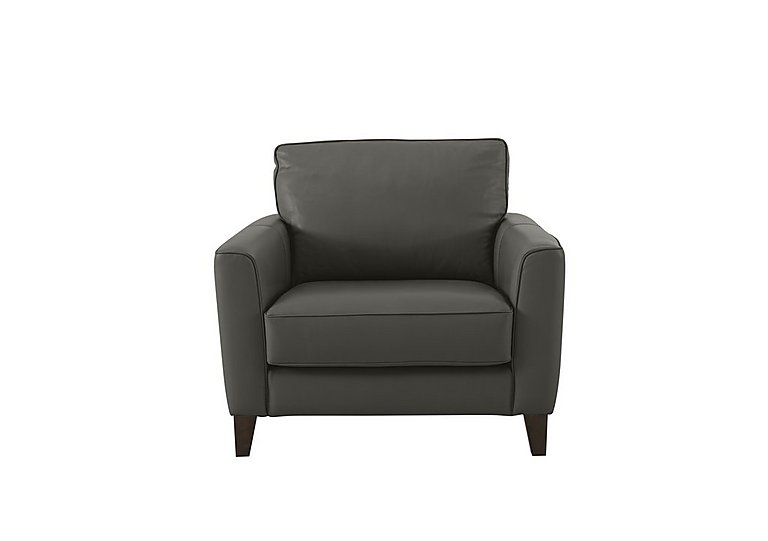 Brondby NC Leather Armchair - Charcoal Grey