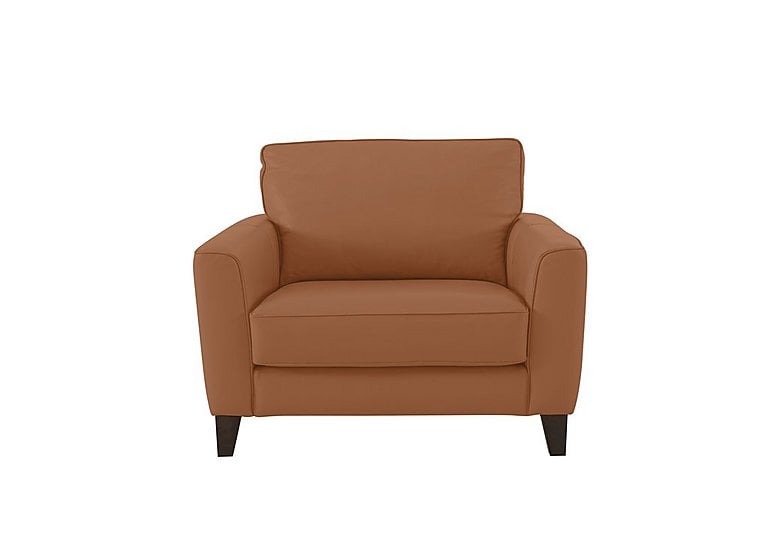 World of Leather - Brondby NC Leather Cuddle Chair - Pecan Brown
