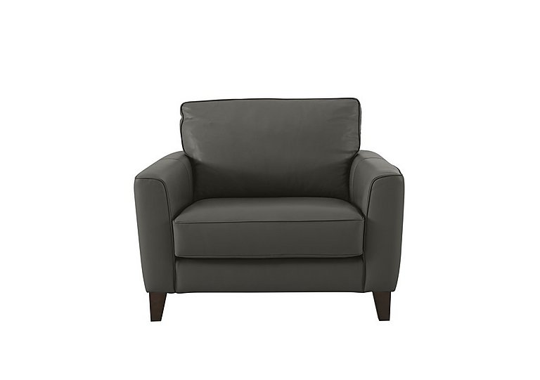 Brondby NC Leather Cuddle Chair - Charcoal Grey