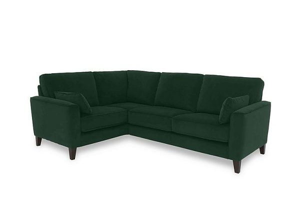 Brondby Small Fabric Left Hand Facing Corner Sofa  Emerald Green | Bed Sava