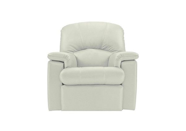 G Plan  Chloe Leather Manual Recliner Armchair  Oxford Chalk | Bed Sava